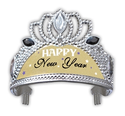 Silver with Gold Crown Tiara | ROYAL New Year Plastic Crown Tiara | New ...